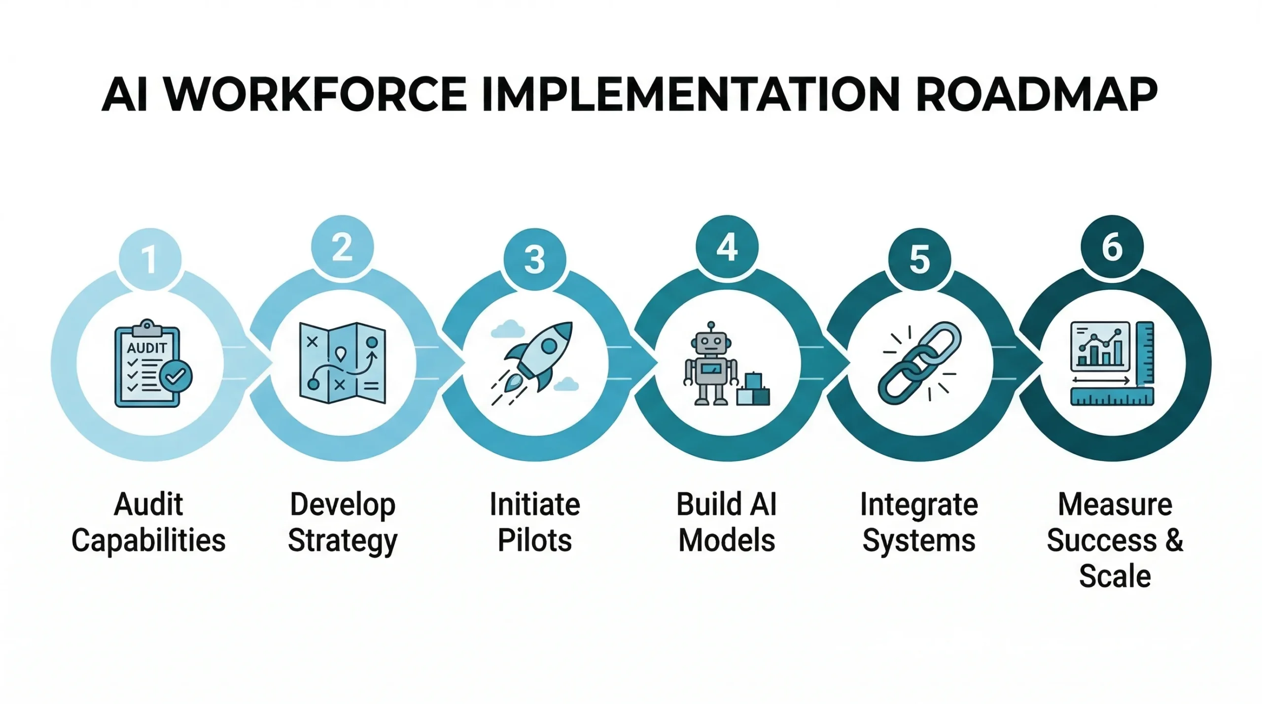 Roadmap de 6 pasos para implementar un AI Workforce en tu operación de marketing