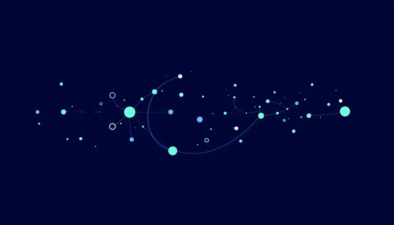 diagrama del messy middle de Google mostrando el loop de exploración y evaluación entre el trigger inicial y la compra, con flechas circulares desordenadas, puntos de contacto dispersos, colores azul y verde sobre fondo claro