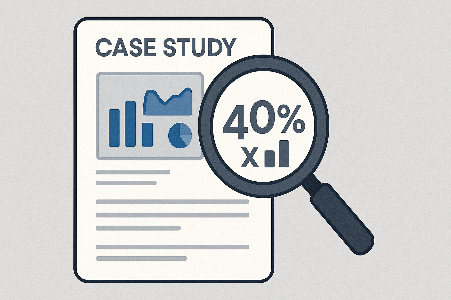 ilustración de una lupa sobre un case study