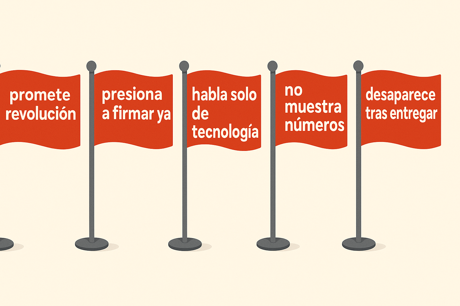 ilustración de banderas rojas tipo semáforo con frases cortas: 