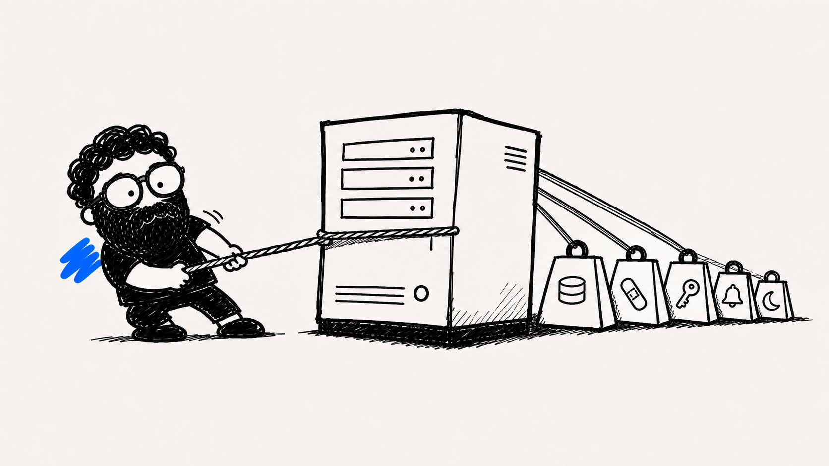 una caja de servidor barata arrastra cinco pesos con forma de backup parche secreto alerta y guardia | fondo papel | acento #0061FE